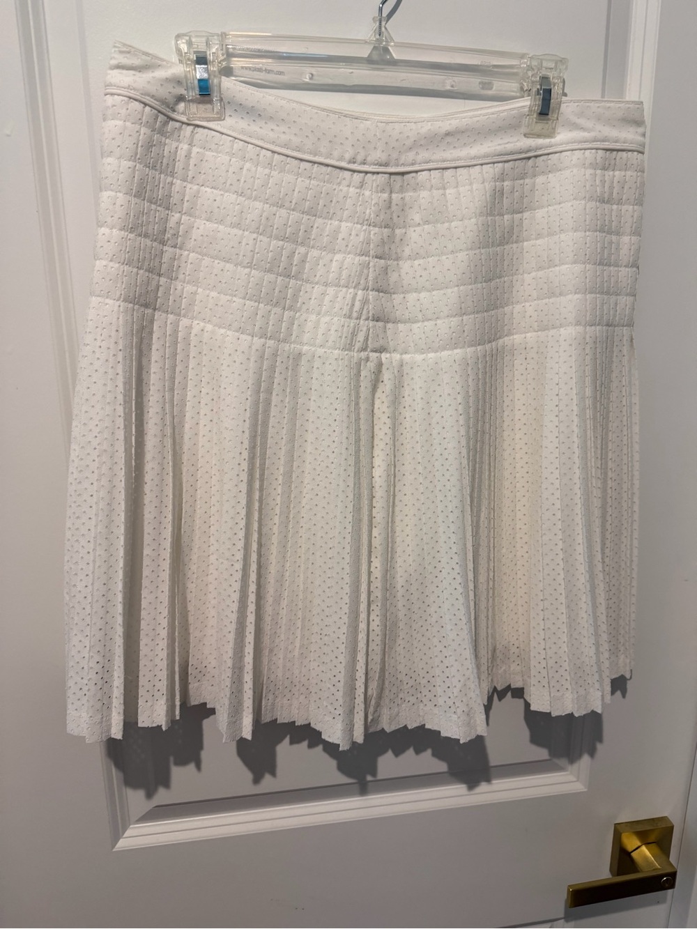 Vintage Robert Rodriguez White Perforated Pleated Skater Lined Skirt 12